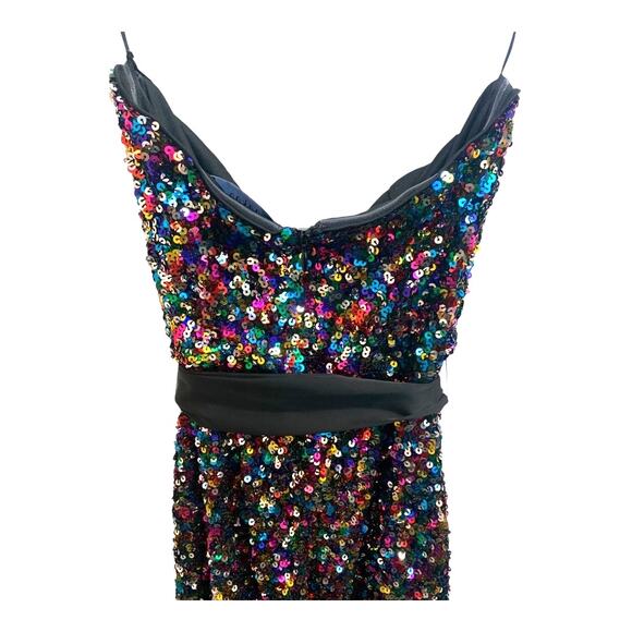Aakaa Fully sequined Multicolor Jumpsuit Straplees sz Sm STUNNING!!! - Picture 8 of 12